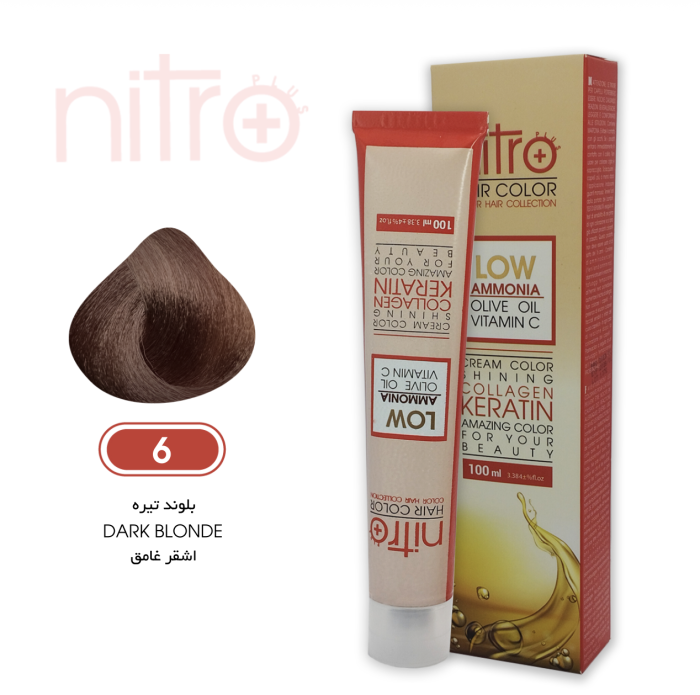 رنگ مو بلوند تیره نیترو حاوی کراتین Nitro Color N6 • الینو